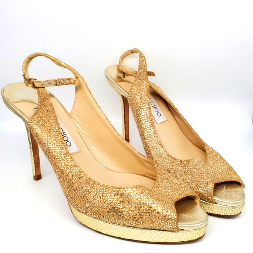 Jimmy Choo Gold Shimmer Pumps